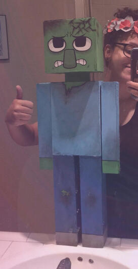 Carl the Zombie Villager (based off the the mods from Minecraft). (2.27 feet tall made from foam board)