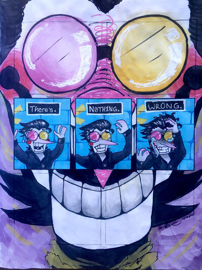 There's N0th1ng WR0NG (2021) (mixed media, 9x12)